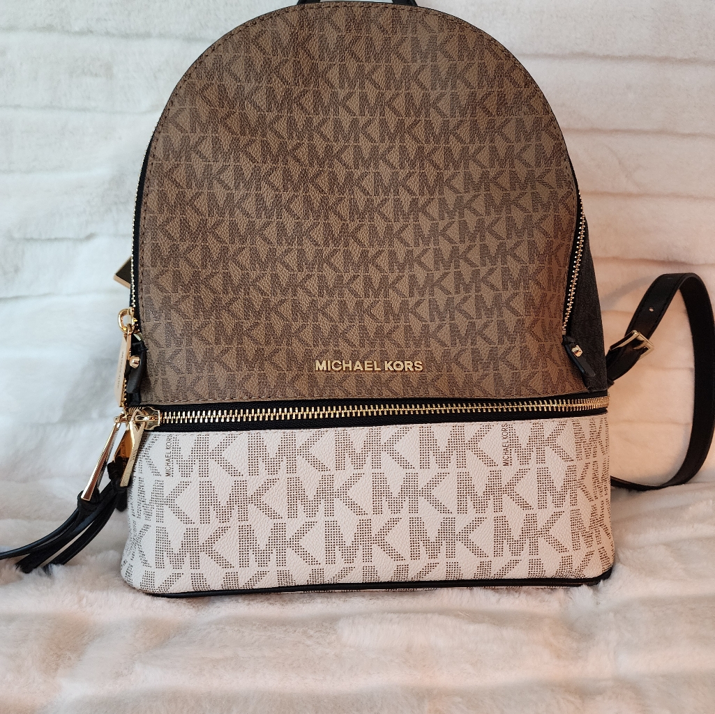 Michael Kors Brown And White Signature Backpack. 100% Clean Inside And Out.
